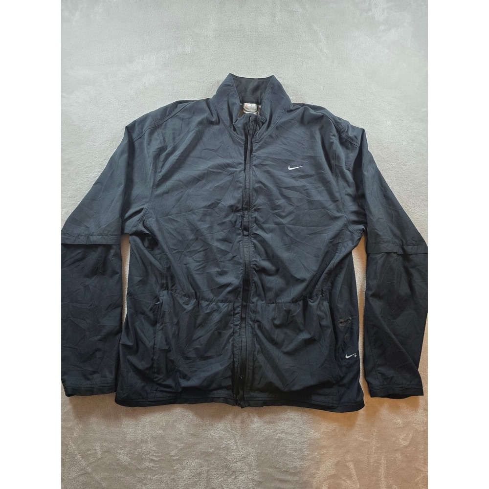 Nike Track Jacket Mens XL Black FitDry Full Zip Running Vented 219685 *Read